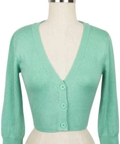 New Arrivals And Restocks MAK Sweaters Cropped Cardigan With 3/4 Sleeves In Opal Mint 13 New Arrivals And Restocks MAK Sweaters Cropped Cardigan With 3/4 Sleeves In Opal Mint