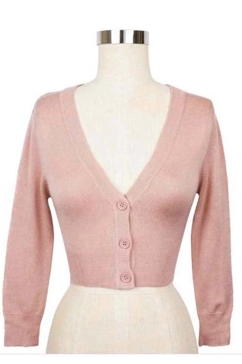 MAK Sweaters Cropped Cardigan With 3/4 Sleeves In Peach Beige New Arrivals And Restocks 2 MAK Sweaters Cropped Cardigan With 3/4 Sleeves In Peach Beige New Arrivals And Restocks