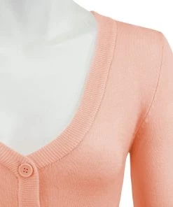 New Arrivals And Restocks MAK Sweaters Cropped Cardigan With 3/4 Sleeves In Peach