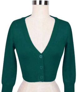 MAK Sweaters Cropped Cardigan With 3/4 Sleeves In Peacock New Arrivals And Restocks