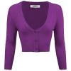 MAK Sweaters Cropped Cardigan With 3/4 Sleeves In Purple
