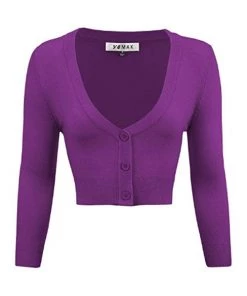 MAK Sweaters Cropped Cardigan With 3/4 Sleeves In Purple