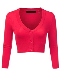 MAK Sweaters Cropped Cardigan With 3/4 Sleeves In Rose Pink