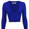 New Arrivals And Restocks MAK Sweaters Cropped Cardigan With 3/4 Sleeves In Royal Blue