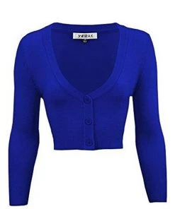 New Arrivals And Restocks MAK Sweaters Cropped Cardigan With 3/4 Sleeves In Royal Blue