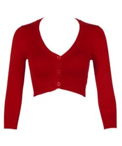 MAK Sweaters Cropped Cardigan With 3/4 Sleeves In Red