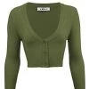MAK Sweaters Cropped Cardigan With 3/4 Sleeves In Sage