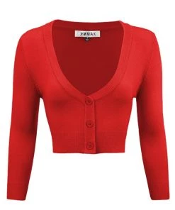 MAK Sweaters Cropped Cardigan With 3/4 Sleeves In Tomato New Arrivals And Restocks