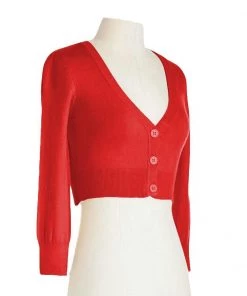 MAK Sweaters Cropped Cardigan With 3/4 Sleeves In Tomato New Arrivals And Restocks 7 MAK Sweaters Cropped Cardigan With 3/4 Sleeves In Tomato New Arrivals And Restocks