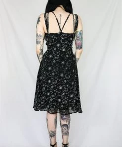 Timeless London Moon & Stars Print Crossover Neck Chiffon Dress Clothing 18 Timeless London Moon & Stars Print Crossover Neck Chiffon Dress Clothing