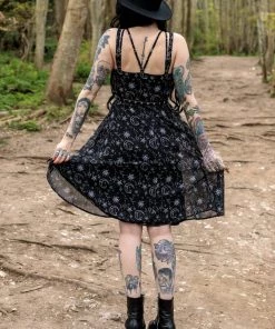 Timeless London Moon & Stars Print Crossover Neck Chiffon Dress Clothing 17 Timeless London Moon & Stars Print Crossover Neck Chiffon Dress Clothing