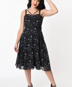 Timeless London Moon & Stars Print Crossover Neck Chiffon Dress Clothing 21 Timeless London Moon & Stars Print Crossover Neck Chiffon Dress Clothing