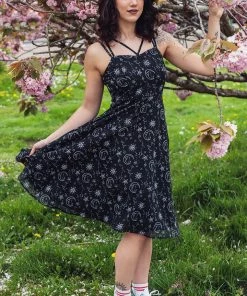 Timeless London Moon & Stars Print Crossover Neck Chiffon Dress Clothing 23 Timeless London Moon & Stars Print Crossover Neck Chiffon Dress Clothing