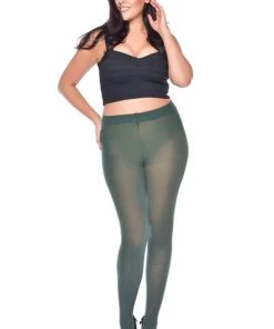 Pamela Mann Hosiery Curvy Super-Stretch 50 Denier Tights In Forest Green New Arrivals And Restocks