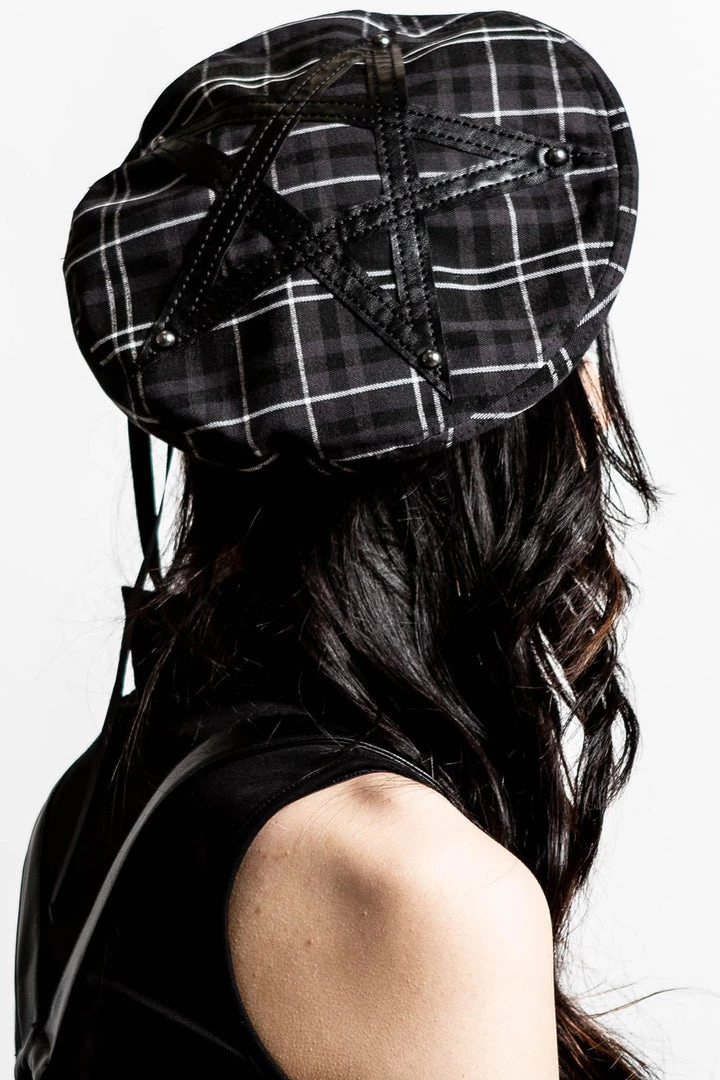 Killstar Dark Fate Beret In Ash Tartan 4 Killstar Dark Fate Beret In Ash Tartan