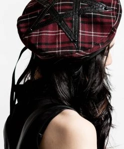 Winter Killstar Dark Fate Beret In Blood Tartan