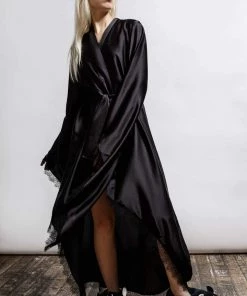 Killstar Deadly Daze Black Satin Robe With Lace Trims Sexy Femme Fatale 12 Killstar Deadly Daze Black Satin Robe With Lace Trims Sexy Femme Fatale