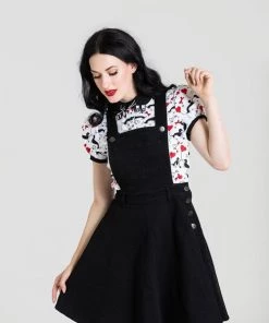 Hell Bunny Dakota Pinafore In Black Denim Winter
