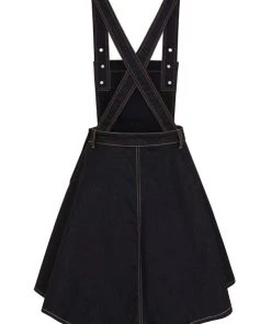 Winter Hell Bunny Dakota Pinafore Dress In Navy Denim 10 Winter Hell Bunny Dakota Pinafore Dress In Navy Denim