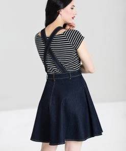 Winter Hell Bunny Dakota Pinafore Dress In Navy Denim 8 Winter Hell Bunny Dakota Pinafore Dress In Navy Denim
