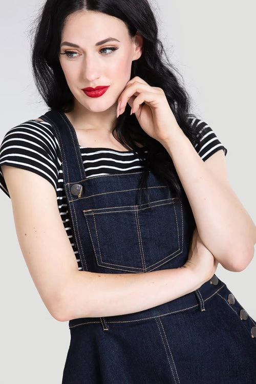 Winter Hell Bunny Dakota Pinafore Dress In Navy Denim 2 Winter Hell Bunny Dakota Pinafore Dress In Navy Denim