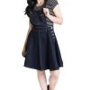 Winter Hell Bunny Dakota Pinafore Dress In Navy Denim