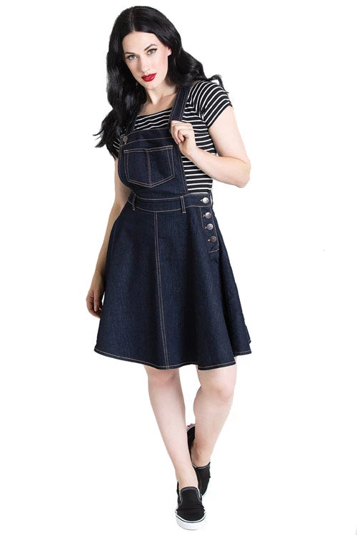 Winter Hell Bunny Dakota Pinafore Dress In Navy Denim 1 Winter Hell Bunny Dakota Pinafore Dress In Navy Denim