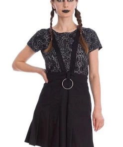 Banned Dark Dreams Pleated Pinafore Skirt Clothing