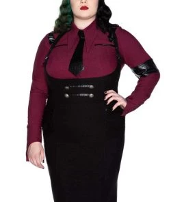 Clothing Killstar Darkwave Division Midi Suspender Wiggle Skirt In Black