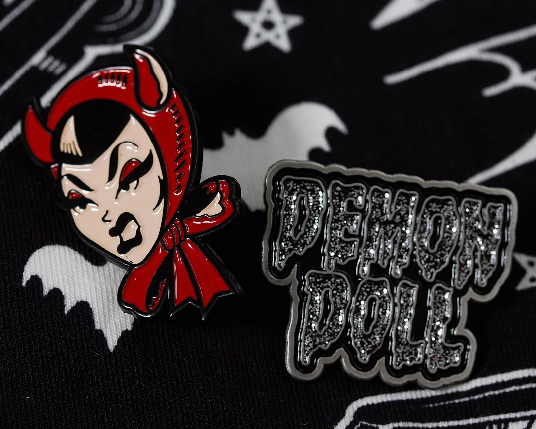 Sourpuss Demon Doll Enamel Pin Dark Alternative 3 Sourpuss Demon Doll Enamel Pin Dark Alternative