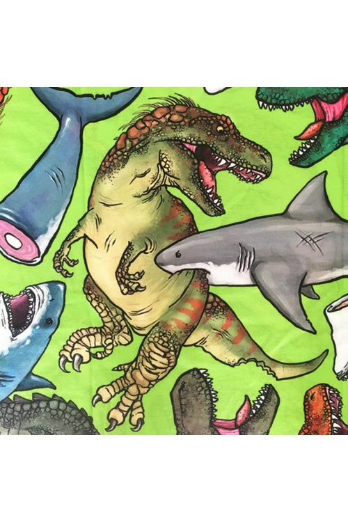 Offend My Eyes Mens Dino Vs Shark T-Shirt In Green Clothing 3 Offend My Eyes Mens Dino Vs Shark T-Shirt In Green Clothing