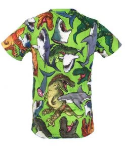 Offend My Eyes Mens Dino Vs Shark T-Shirt In Green Clothing