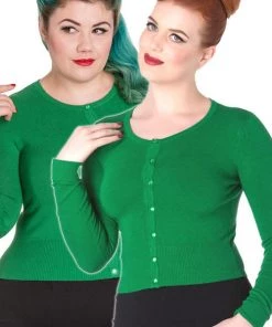 Hell Bunny Paloma Cardigan In Green Winter