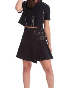 Banned Dull Moon Buckled Kilt Skirt