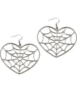 New Arrivals And Restocks Kreepsville 666 Large Web Heart Earrings