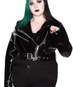 Killstar Exene Gloss Black Biker Jacket Winter