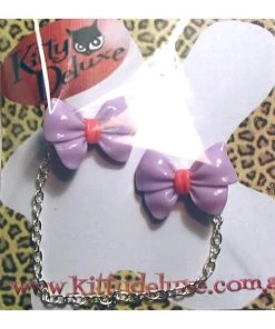 Accessories Kitty Deluxe Cardigan Clips In Lavender Fancy Bow Design