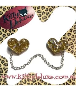 Accessories Kitty Deluxe Cardigan Clips In Yellow Sparkle Heart Design