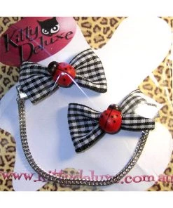 Accessories Kitty Deluxe Cardigan Clips In Gingham Ladybird Design