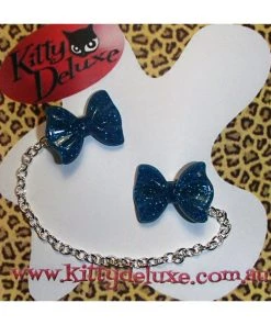 Accessories Kitty Deluxe Cardigan Clips In Blue Glitter Bow Design