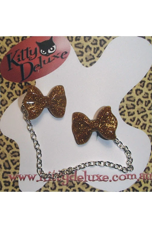 Kitty Deluxe Cardigan Clips In Gold Glitter Bow Design Accessories 1 Kitty Deluxe Cardigan Clips In Gold Glitter Bow Design Accessories