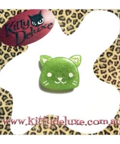Accessories Kitty Deluxe Broochlette Brooch In Green Glitter Kitty