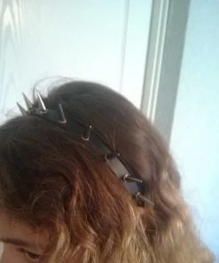 Kitty Deluxe Soft Headband/ Necklace/ Cuff With Long Silver Toned Spikes Dark Alternative