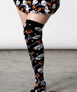 Winter Killstar Haunted Pumpkin Knee-High Socks Ghosts