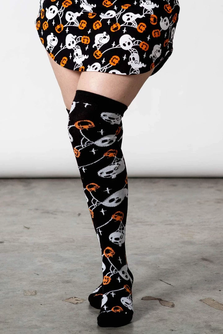 Winter Killstar Haunted Pumpkin Knee-High Socks Ghosts 2 Winter Killstar Haunted Pumpkin Knee-High Socks Ghosts