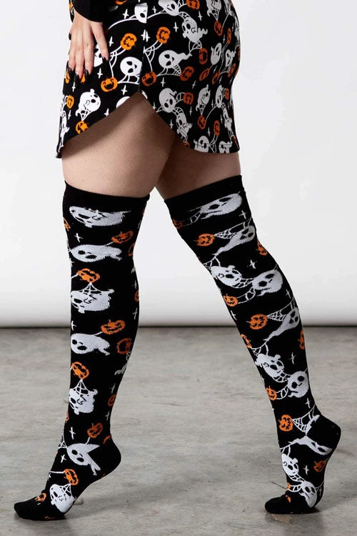 Winter Killstar Haunted Pumpkin Knee-High Socks Ghosts 1 Winter Killstar Haunted Pumpkin Knee-High Socks Ghosts