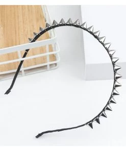 Kitty Deluxe Solid Headband With Silver Toned Spikes