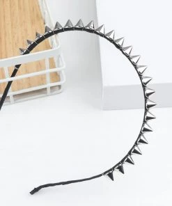 Kitty Deluxe Solid Headband With Silver Toned Spikes