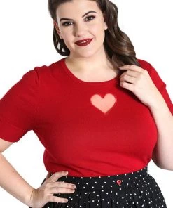 New Arrivals And Restocks Hell Bunny Heart Top In Red
