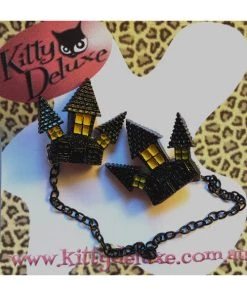 Halloween Kitty Deluxe Cardigan Clips In Haunted House Design